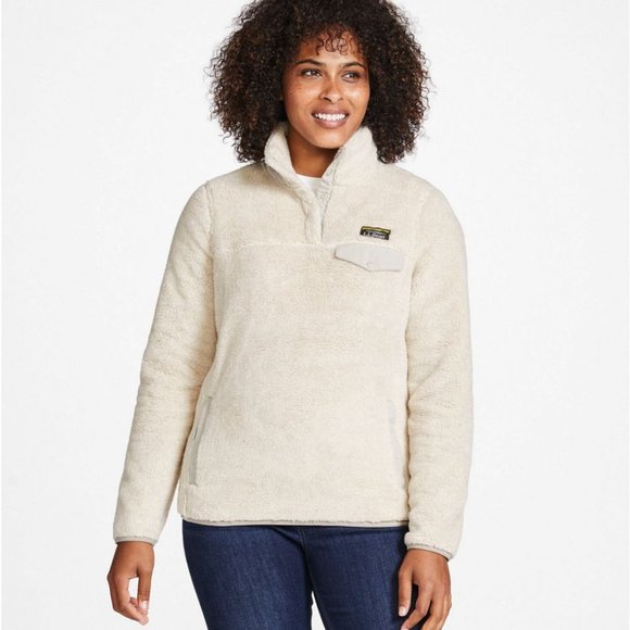 L.L. Bean High Pile Fleece Pullover Canyon Rose Deep Port Women size Large - Picture 11 of 11